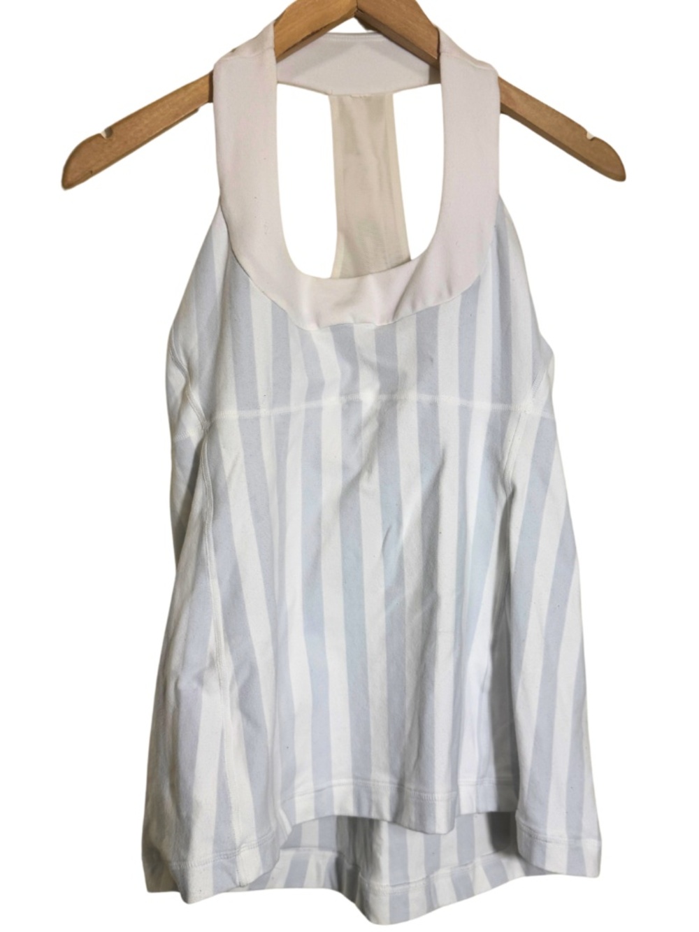 Lululemon White Striped Racerback Tank Built-In Bra Size 12